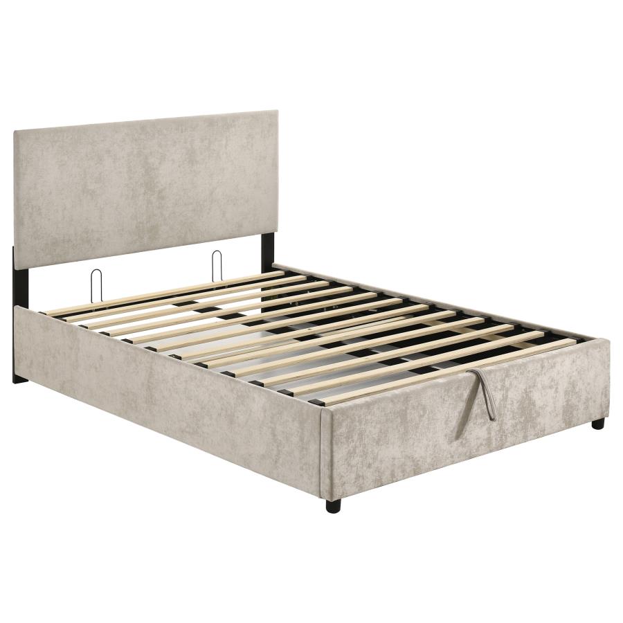 (image for) Reeves Upholstered Full Lift-Top Storage Platform Bed Beige