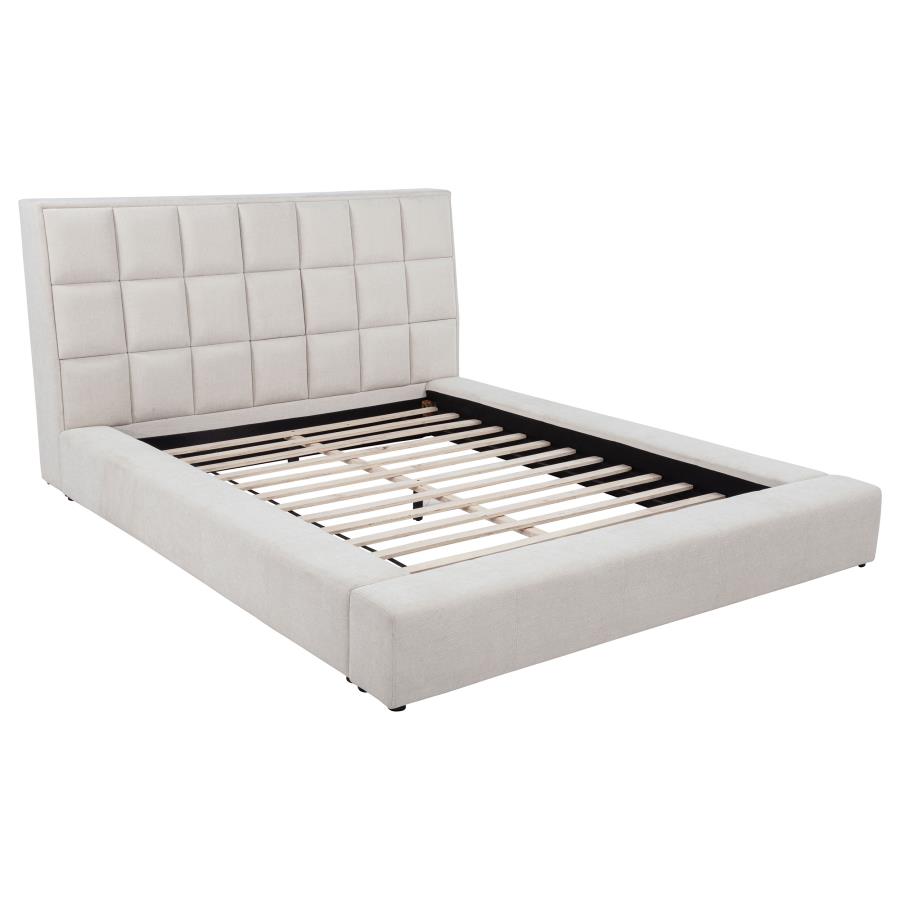 (image for) Dreux Upholstered California King Panel Platform Bed Cream