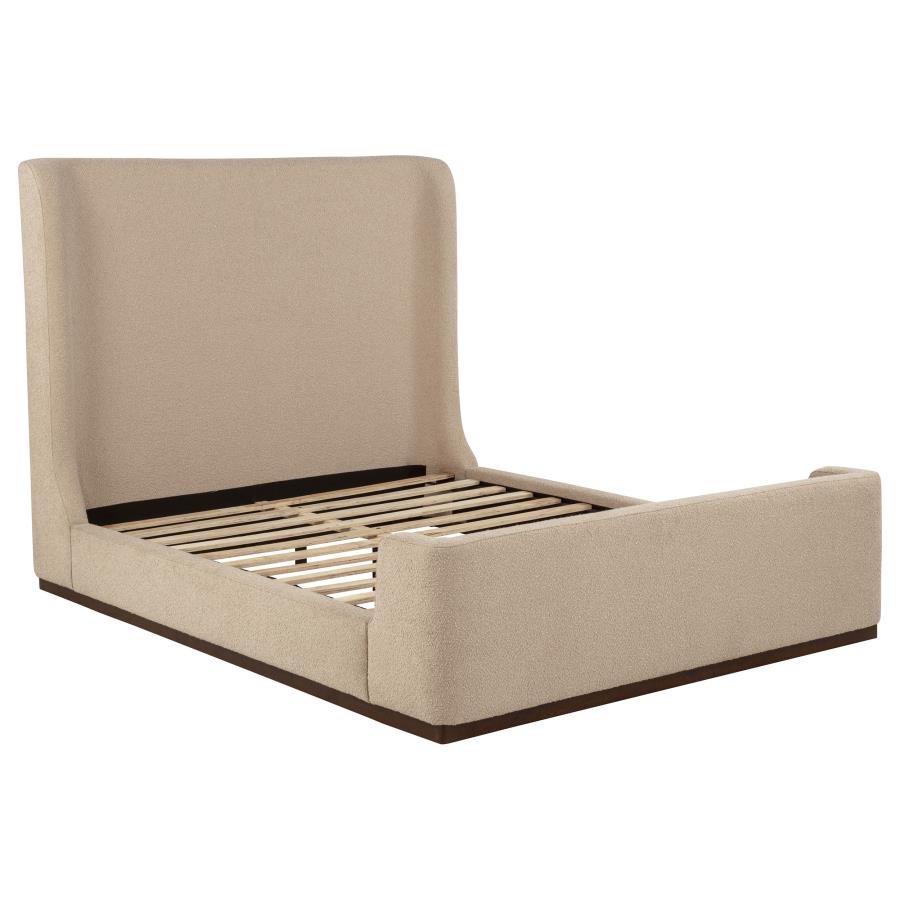 (image for) Nala Queen Fabric Upholstered Platform Bed Tan