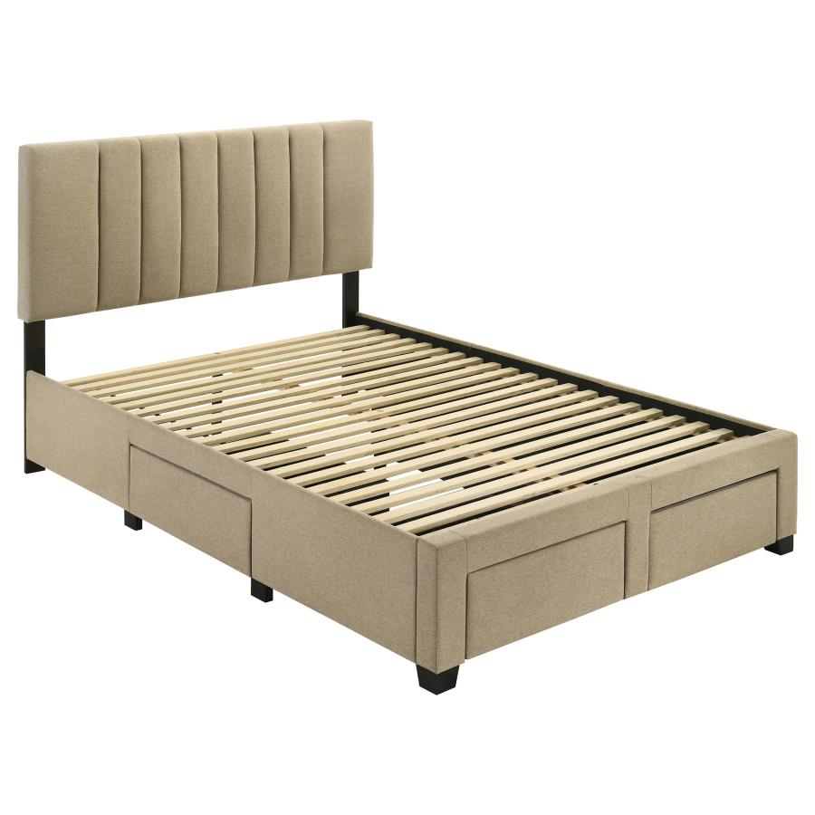 (image for) Wheatland 4-drawer Upholstered Full Storage Bed Light Brown