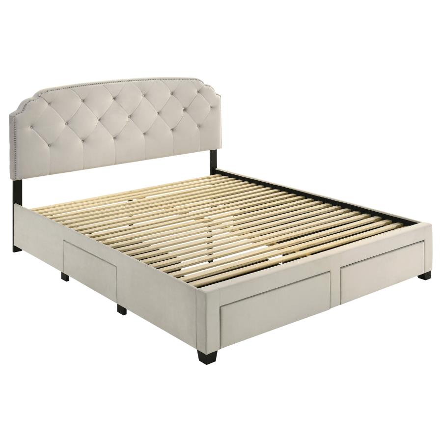 (image for) Marianna 4-drawer Upholstered Eastern King Storage Bed Cream