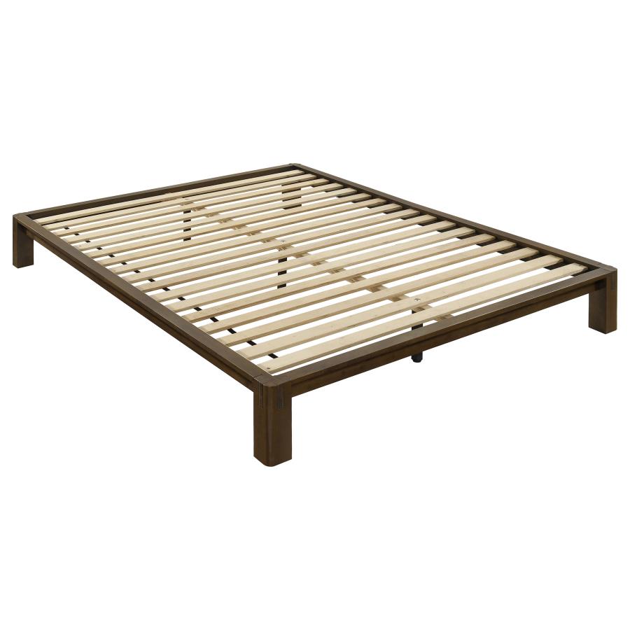 (image for) Gislen Queen Easy Assembly Wood Platform Bed Walnut