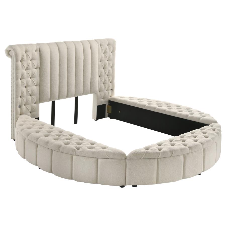 (image for) Sonya Upholstered Queen Round Storage Bed Ivory