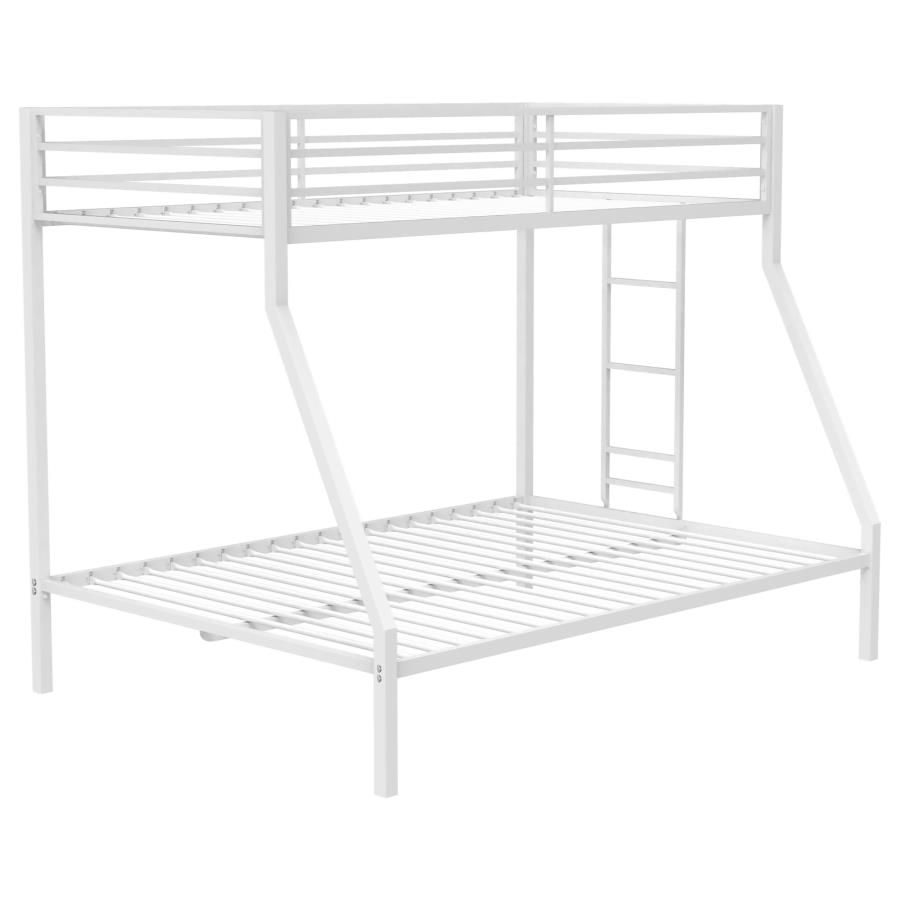 (image for) Alevera Twin-Over-Full Steel Bunk Bed with Ladder Matte White