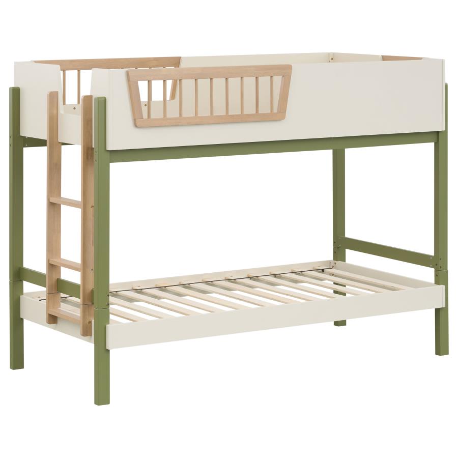 (image for) Evren Twin-over-Twin Bunk Bed with Ladder Tri-Tone