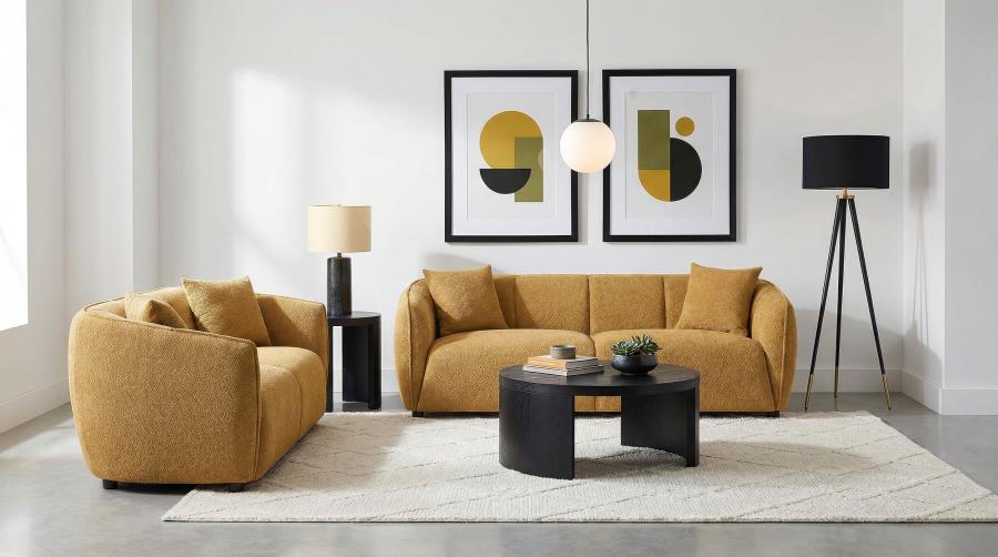 (image for) Aleisha 2-piece Fabric Upholstered Sofa Set Mustard Yellow