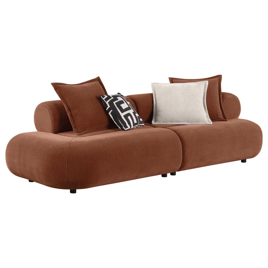 (image for) Byrne 105-inch Velvet Modular Bumper Sectional Sofa Rust