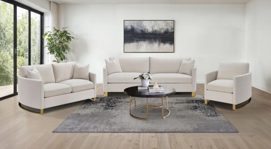 (image for) Corliss 3-piece Upholstered Arched Arm Sofa Set Beige
