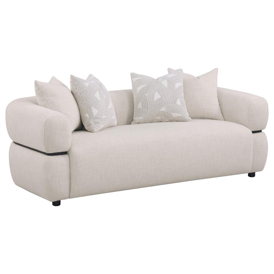 (image for) Jeanette 84-inch Fabric Upholstered Round Arm Sofa Beige