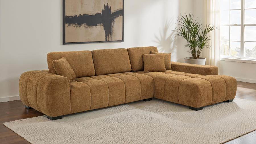 (image for) Octavia Tufted 2-Piece Sectional Chaise Sofa Amber