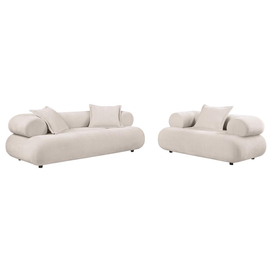 (image for) Eskola 2-Piece Chenille Sofa and Accent Chair Set Ivory
