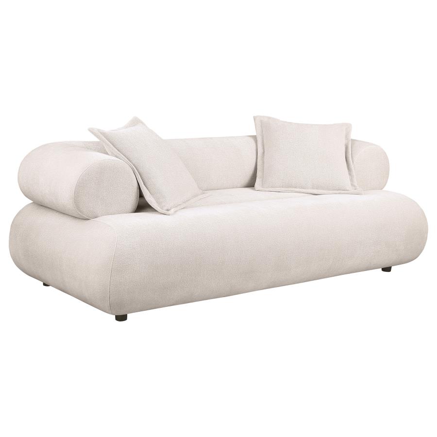 (image for) Eskola 3-seat Chenille Sofa with Rounded Shelter Arms Ivory