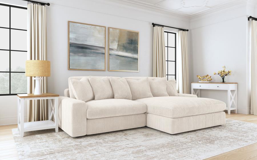 (image for) Blaine 2-Piece Corduroy Reversible Chaise Sectional Sofa Sand