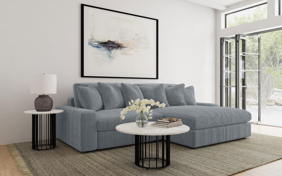 (image for) Blaine 2-Piece Corduroy Reversible Chaise Sectional Sofa Fog