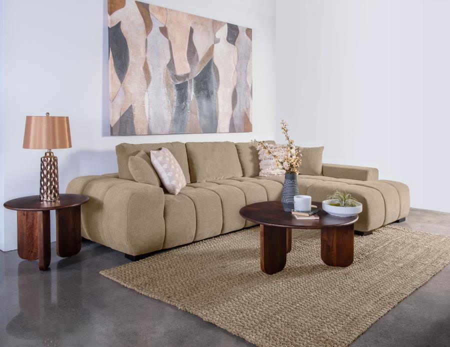 (image for) Octavia Tufted 2-Piece Sectional Chaise Sofa Camel