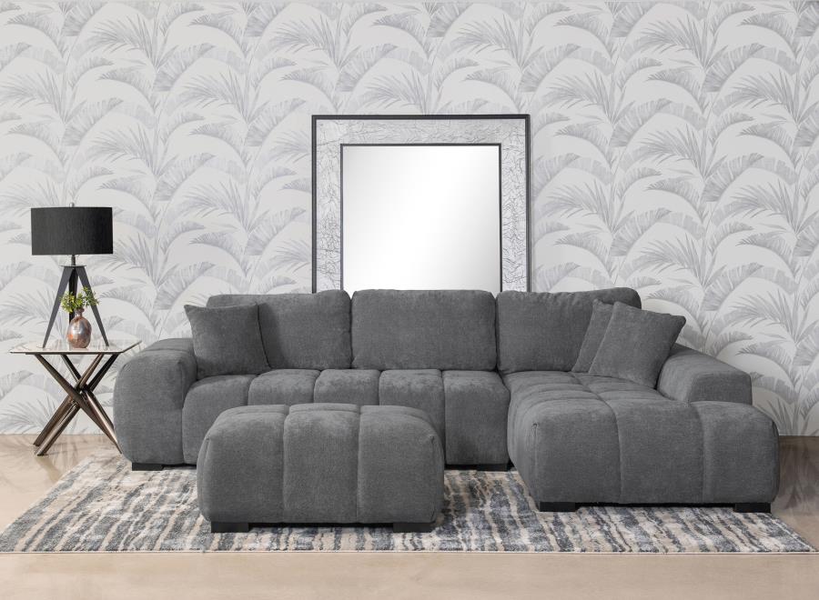 (image for) Octavia Tufted 2-Piece Sectional Chaise Sofa Charcoal Grey