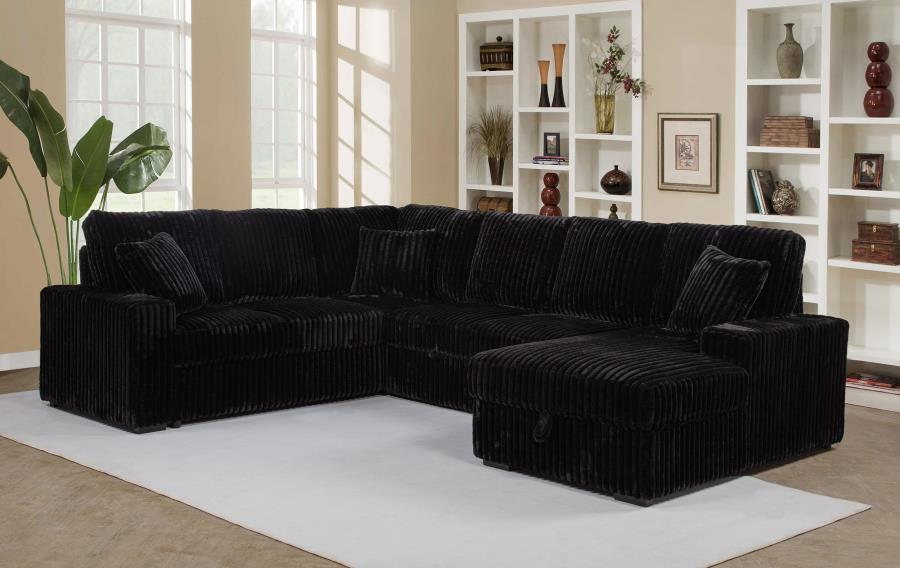 (image for) Devonshire Sleeper Sectional Sofa Storage Chaise Black