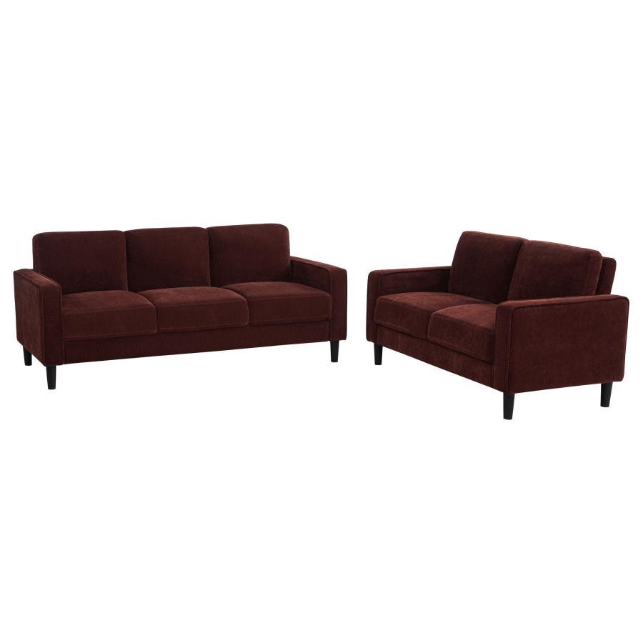 (image for) Ruth 2-piece Fabric Upholstered Track Arm Sofa Rust Red