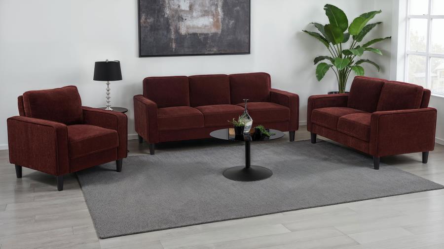 (image for) Ruth 3-piece Fabric Upholstered Track Arm Sofa Rust Red