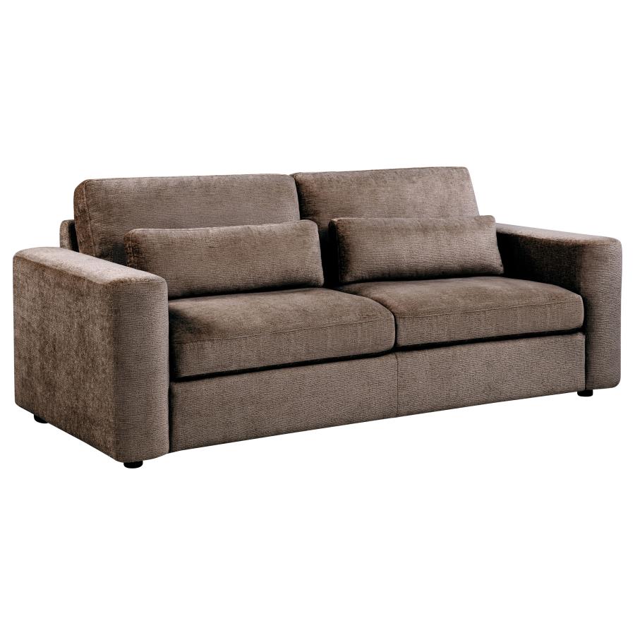 (image for) Amador Chenille Upholstered Track Arm Sofa Chocolate