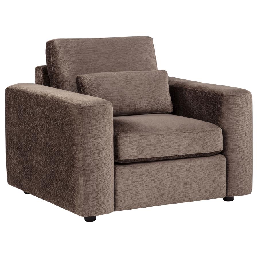 (image for) Amador Chenille Upholstered Track Arm Accent Chair Chocolate