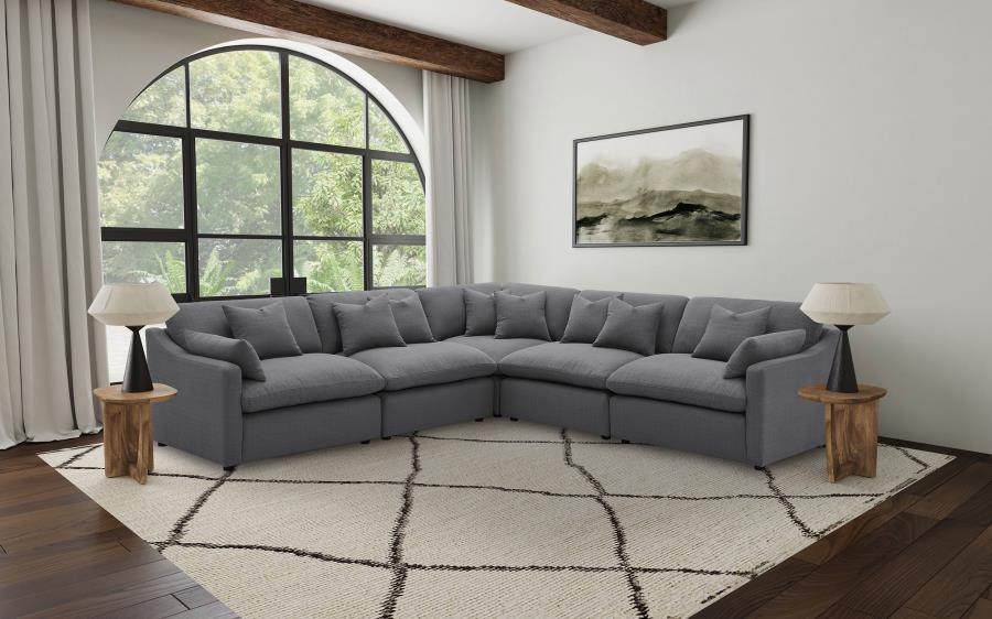 (image for) Hobson 5-piece Upholstered Modular Sectional Sofa Charcoal