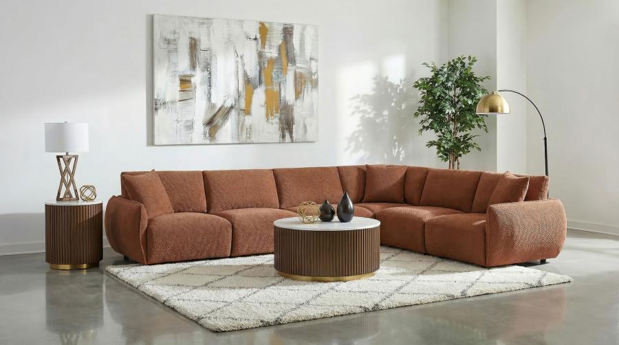 (image for) Elysia 6-piece Fabric Upholstered Modular Sectional Sofa Coral
