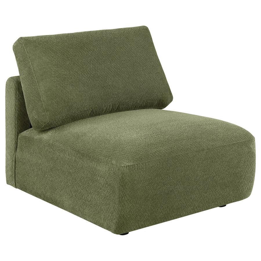 (image for) Elysia Fabric Upholstered Modular Armless Chair Green