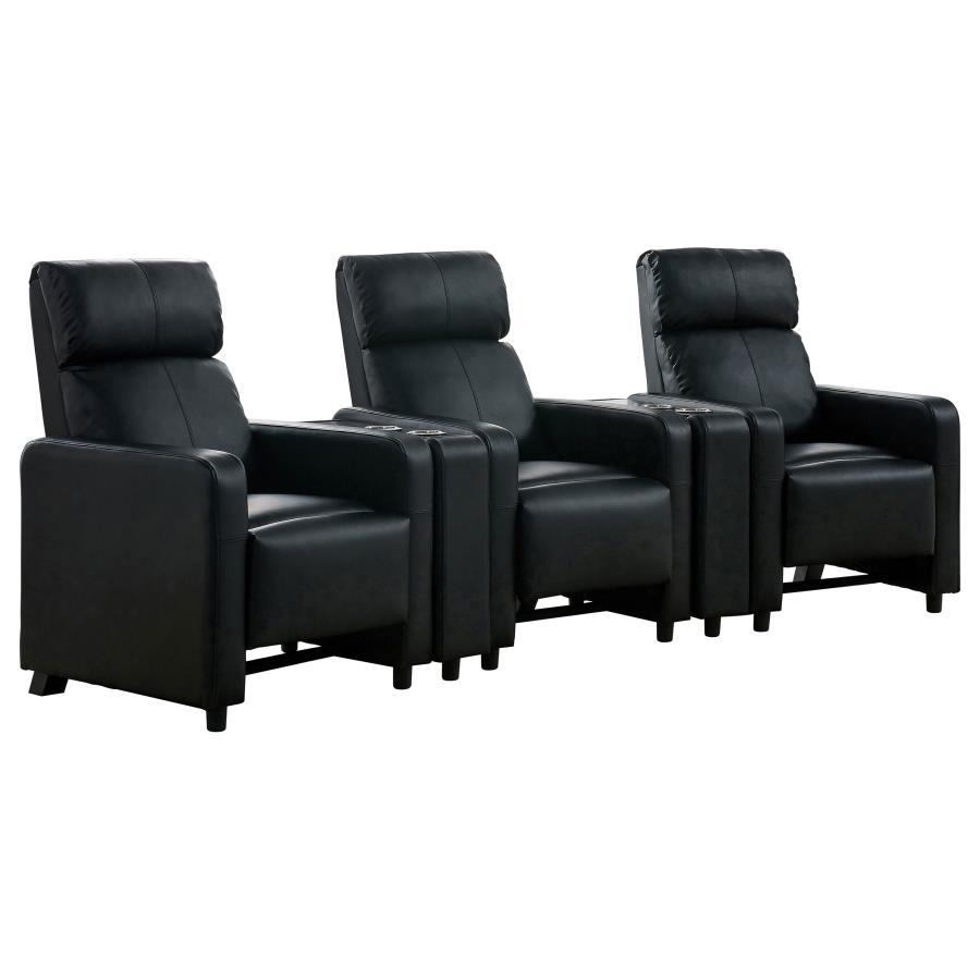 (image for) Toohey Upholstered Tufted Recliner Living Room Set Black