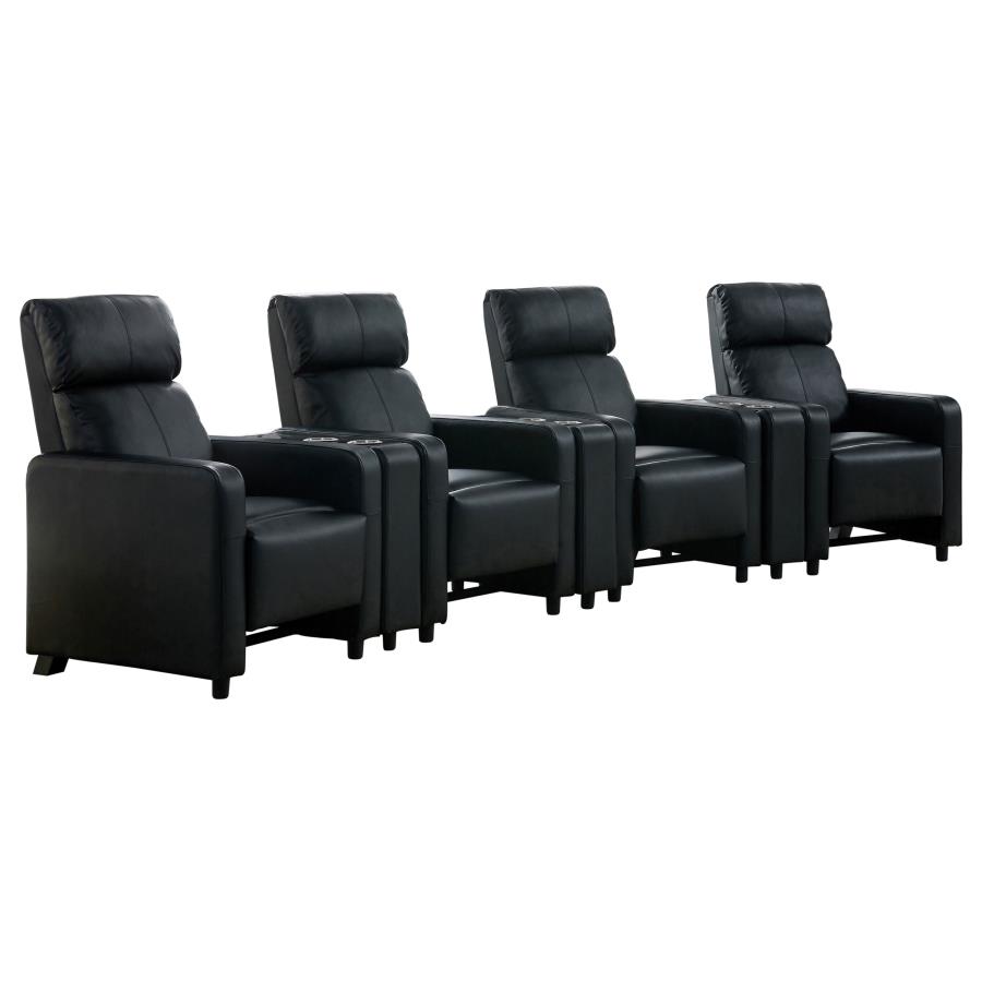 (image for) Toohey Upholstered Tufted Recliner Living Room Set Black