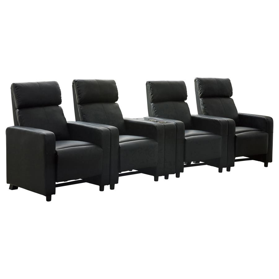 (image for) Toohey Upholstered Tufted Recliner Living Room Set Black