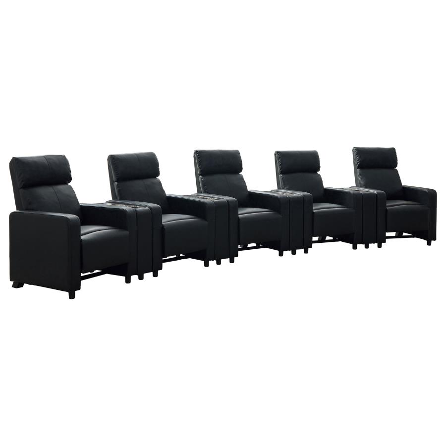 (image for) Toohey Upholstered Tufted Recliner Living Room Set Black