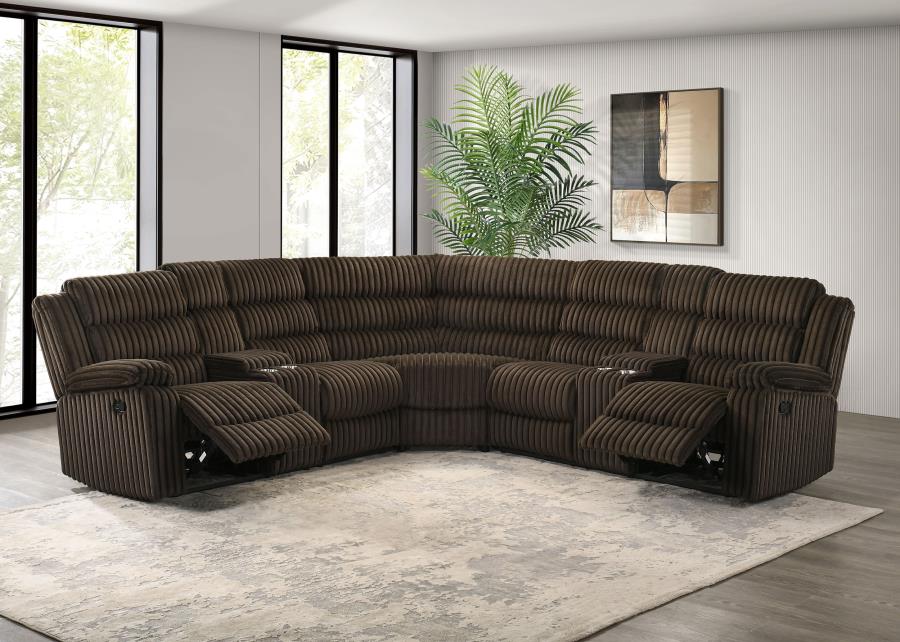 (image for) Atkinson Upholstered Reclining Sectional Sofa Chocolate