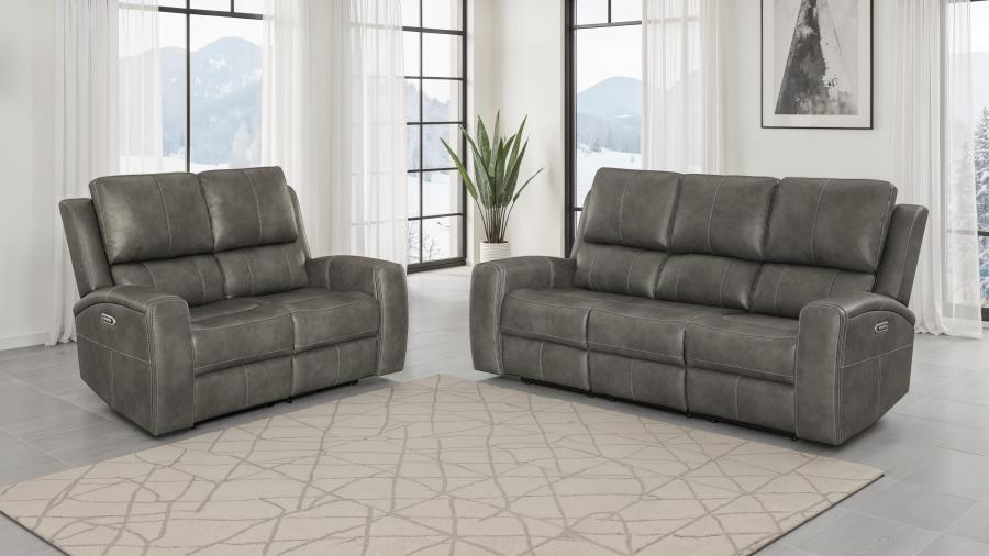 (image for) Brickston 2-piece Triple Power Reclining Sofa Set Charcoal