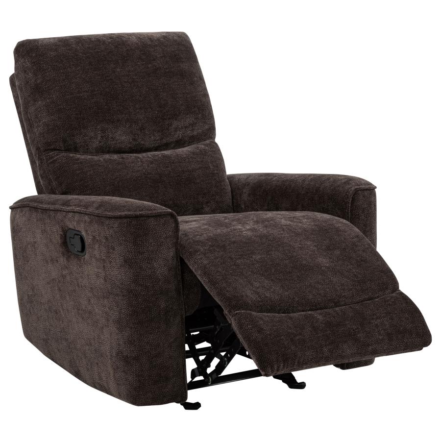 (image for) Navarro Chenille Upholstered Glider Recliner Dark Brown