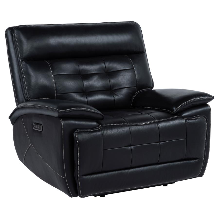 (image for) Hewitt Leather Upholstered Dual Power Recliner Chair Black