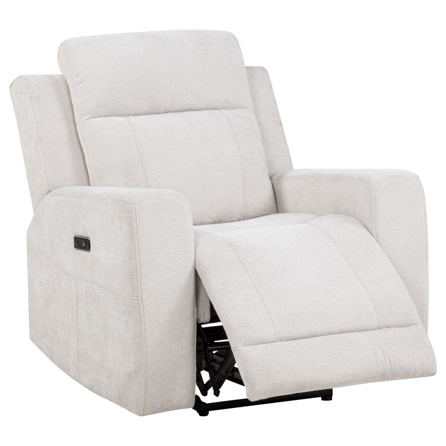 (image for) Kennett Chenille Upholstered Power Recliner Chair Ivory