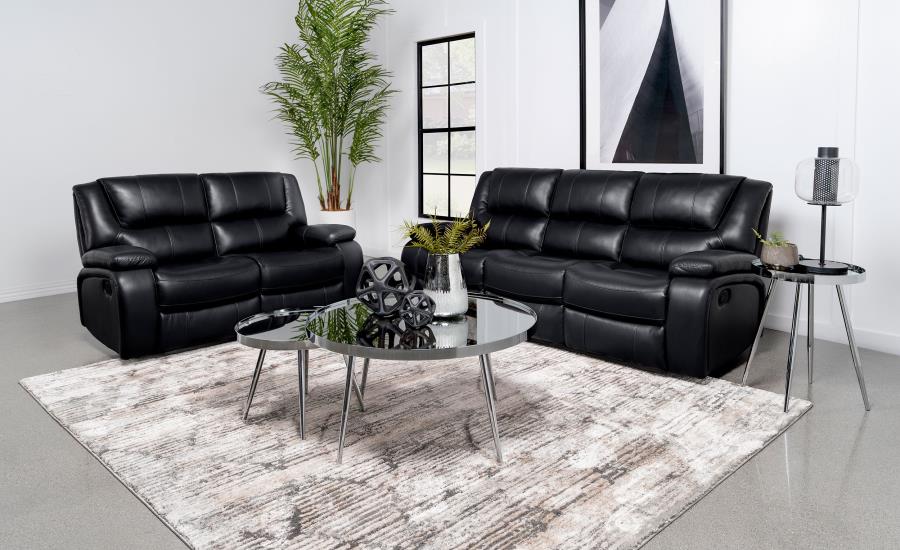(image for) Camila 2-piece Upholstered Reclining Sofa Set Black