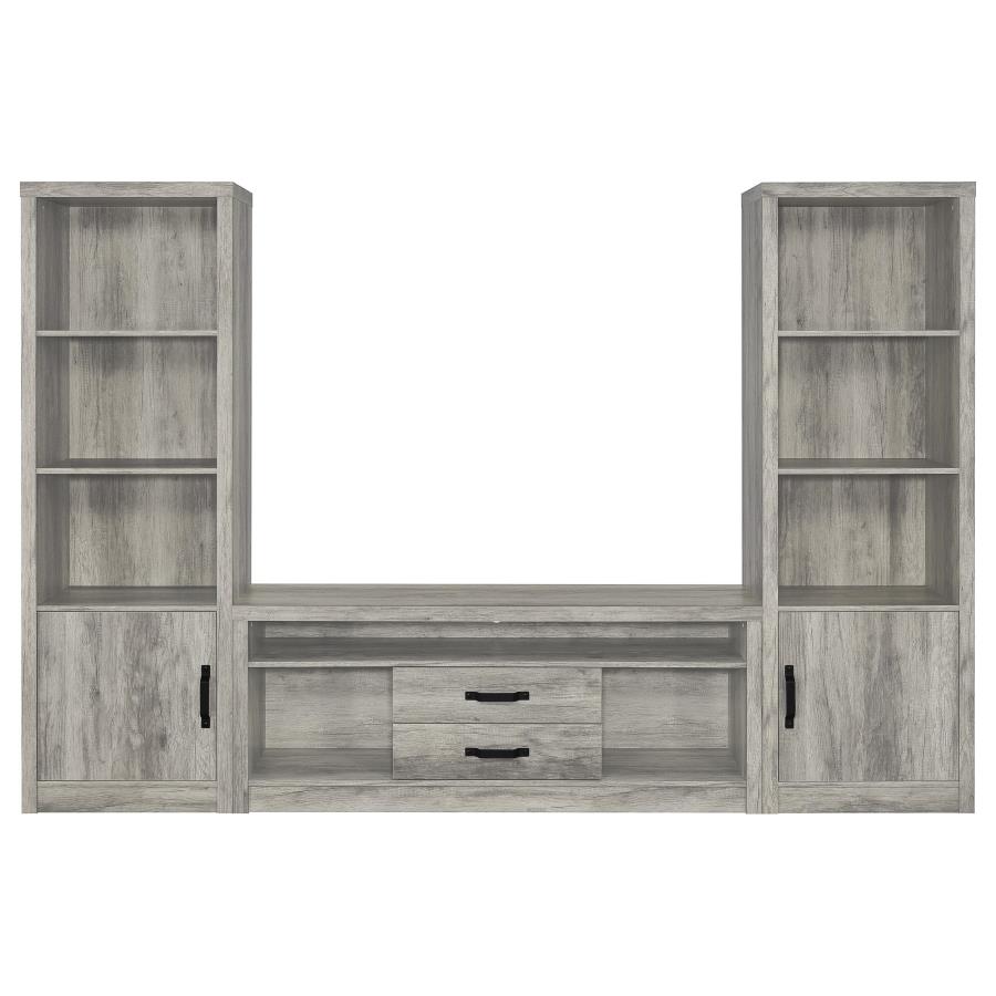 (image for) Burke 3-piece 59-inch TV Entertainment Center Grey Driftwood
