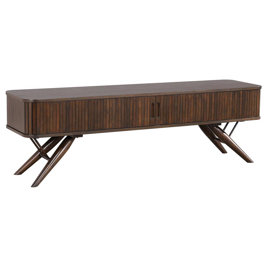 (image for) Valna Wood 71-inch TV Stand with Sliding Doors Walnut