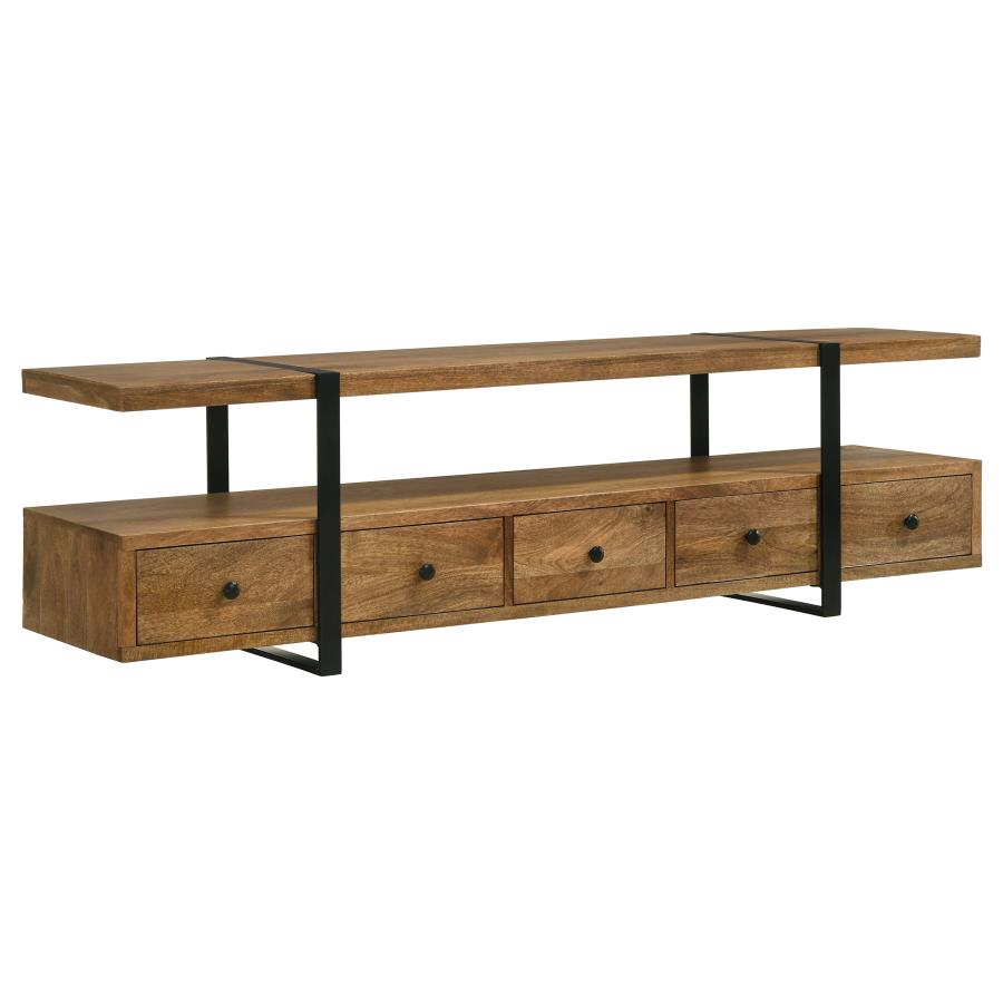 (image for) Otto 5-drawer Mango Wood 70-inch TV Stand Media Console Brown