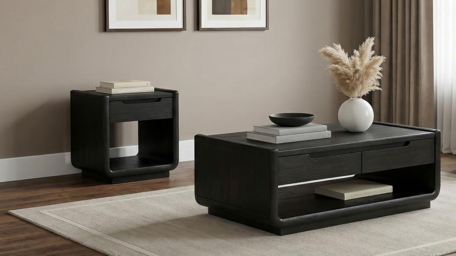 (image for) Leandro 2-piece Wood Coffee and End Table Set Burnished Black