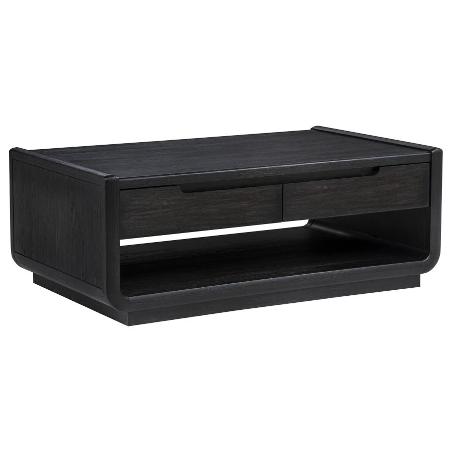 (image for) Leandro 2-drawer Wood Cocktail Coffee Table Burnished Black