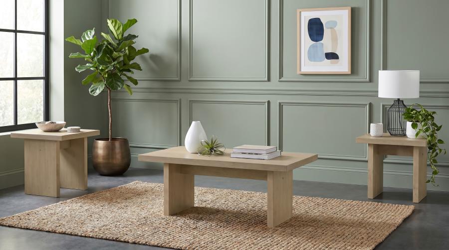 (image for) Decker 3-piece Coffee and End Table Set Natural Oak
