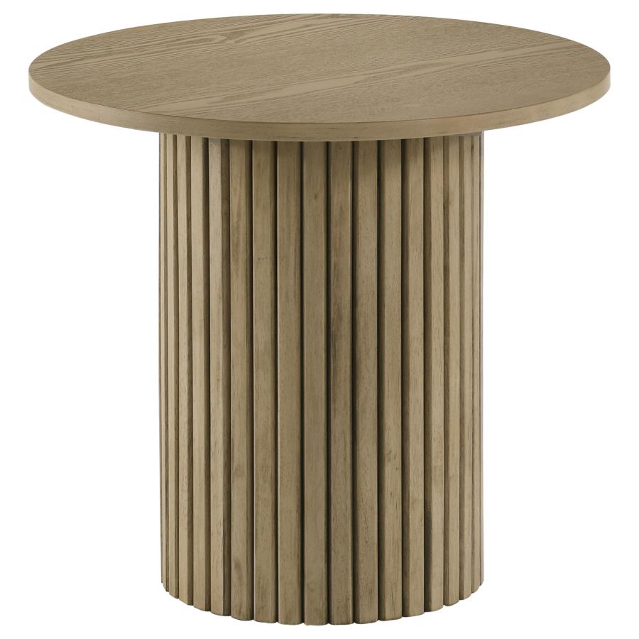 (image for) Hamlyn Round Fluted Occasional Side End Table Natural Oak