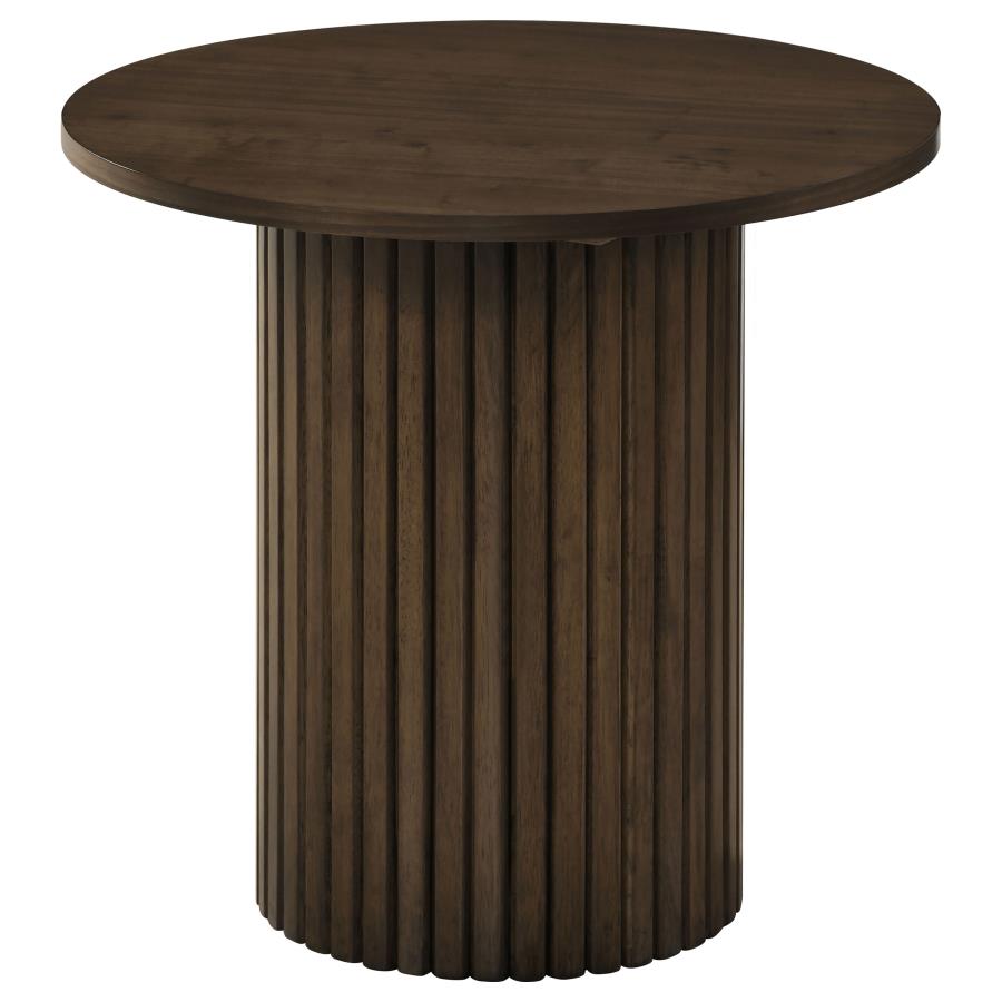 (image for) Hamlyn Round Fluted Occasional Side End Table Walnut