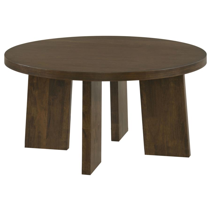 (image for) Strouse Contemporary Round Coffee Table in Dark Walnut