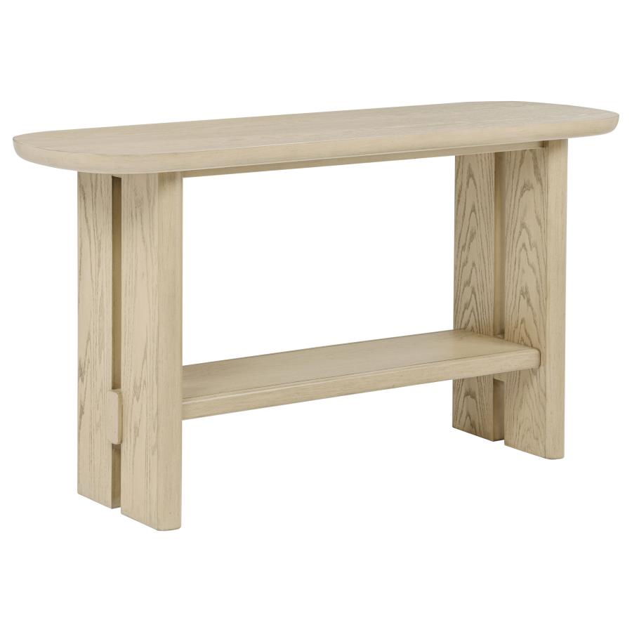 (image for) Kailani Coastal Sofa Console Table with Shelf Beige Oak