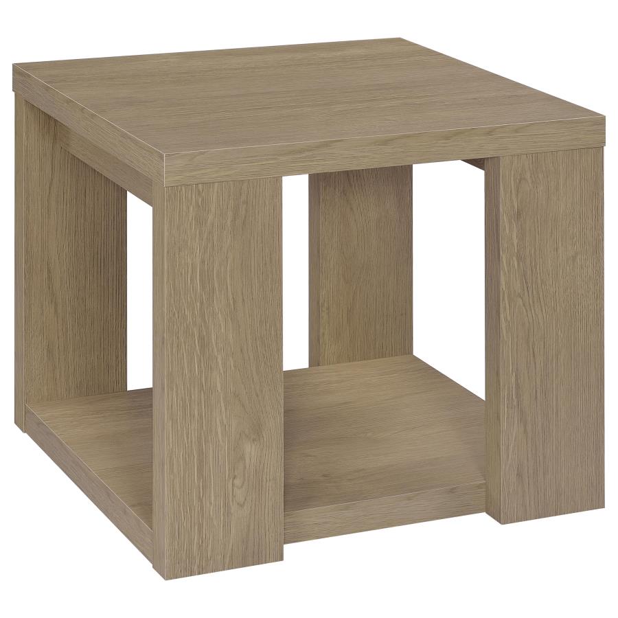 (image for) Pavone Transitional Square Storage End Table with Open Lower Shelf Latte