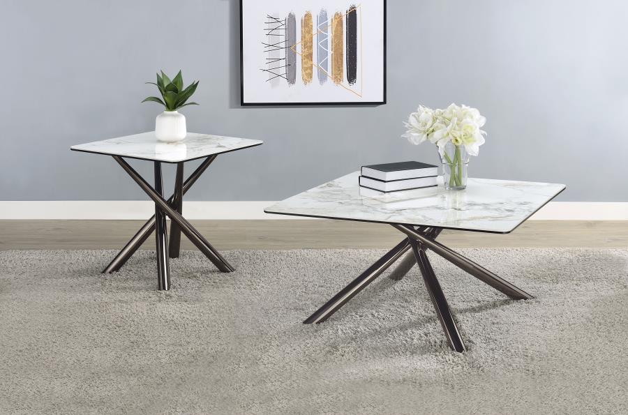 (image for) Carvell 2-piece Square Coffee and End Table Set Mirage White